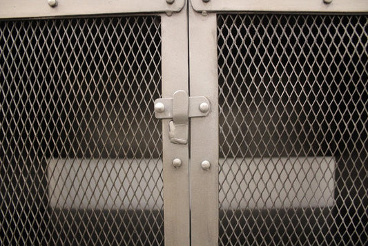 72" Dark Gray Metal Enclosed Storage TV Stand