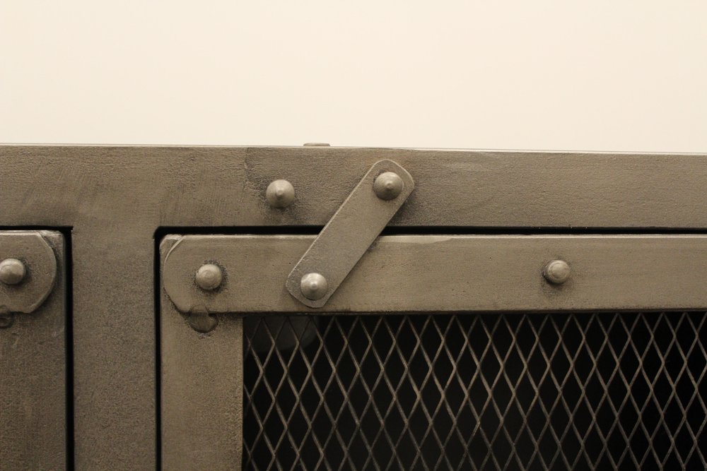 72" Dark Gray Metal Enclosed Storage TV Stand