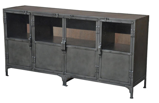 72" Dark Gray Metal Enclosed Storage TV Stand