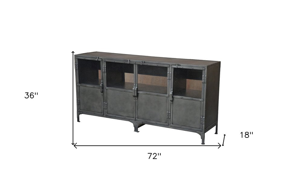 72" Dark Gray Metal Enclosed Storage TV Stand