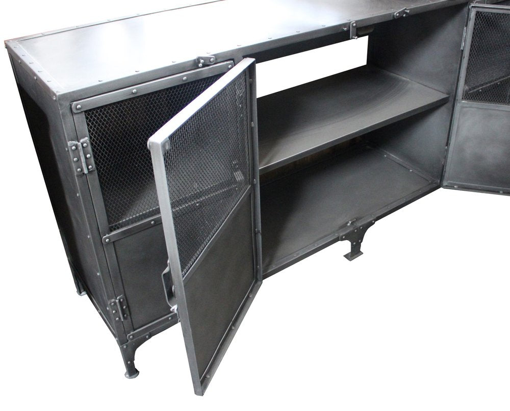 72" Dark Gray Metal Enclosed Storage TV Stand