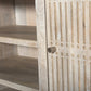60" Ivory Carved Geometric Distressed Solid Wood Enclosed and Open Storage TV Stand