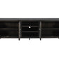 92" Dark Brown Carved Geometric Distressed Solid Wood Enclosed and Open Storage TV Stand