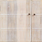 92" Ivory Carved Geometric Distressed Solid Wood Enclosed and Open Storage TV Stand