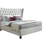 Beige King Diamond Button Tufted Upholstered Bed Frame