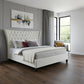Beige King Diamond Button Tufted Upholstered Bed Frame