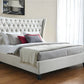 Beige King Diamond Button Tufted Upholstered Bed Frame