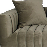 90" Gray Brown Velvet Sofa And Toss Pillows With Gold Legs