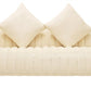 90" Ivory Velvet Sofa And Toss Pillows With Gold Legs