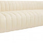 90" Ivory Velvet Sofa And Toss Pillows With Gold Legs