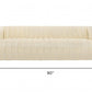 90" Ivory Velvet Sofa And Toss Pillows With Gold Legs