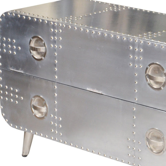 44" Silver Aluminum Enclosed Storage TV Stand