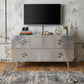 44" Silver Aluminum Enclosed Storage TV Stand