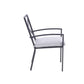 Set of Two Dark Gray Aluminum Outdoor Stacking Dining Chairs with Light Gray Cushion