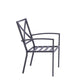 Set of Two Dark Gray Aluminum Outdoor Stacking Dining Chairs with Light Gray Cushion