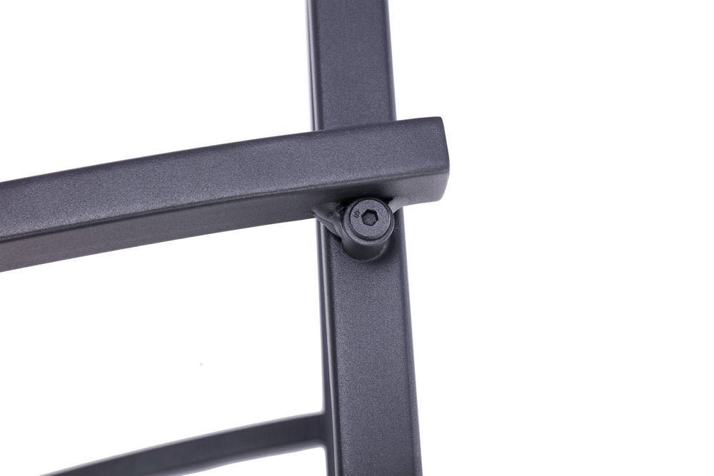 Set of Two Dark Gray Aluminum Outdoor Stacking Dining Chairs with Light Gray Cushion