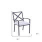 Set of Two Dark Gray Aluminum Outdoor Stacking Dining Chairs with Light Gray Cushion