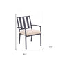 Set of Two Dark Gray Aluminum Outdoor Stacking Dining Chairs with Beige Cushion