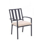 Set of Two Dark Gray Aluminum Outdoor Stacking Dining Chairs with Beige Cushion