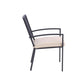 Set of Two Dark Gray Aluminum Outdoor Stacking Dining Chairs with Beige Cushion