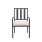 Set of Two Dark Gray Aluminum Outdoor Stacking Dining Chairs with Beige Cushion