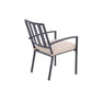 Set of Two Dark Gray Aluminum Outdoor Stacking Dining Chairs with Beige Cushion