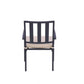 Set of Two Dark Gray Aluminum Outdoor Stacking Dining Chairs with Beige Cushion