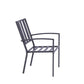 Set of Two Dark Gray Aluminum Outdoor Stacking Dining Chairs with Beige Cushion