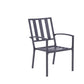 Set of Two Dark Gray Aluminum Outdoor Stacking Dining Chairs with Beige Cushion