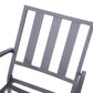 Set of Two Dark Gray Aluminum Outdoor Stacking Dining Chairs with Beige Cushion