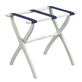 White Folding Luggage Rack With Black Straps