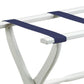 White Folding Luggage Rack With Black Straps