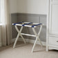 White Folding Luggage Rack With Black Straps