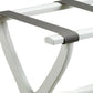 White Folding Luggage Rack With Gray Straps