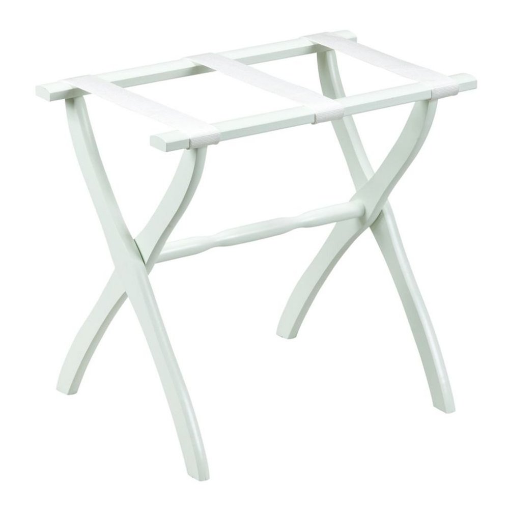 White Folding Luggage Rack With White Straps
