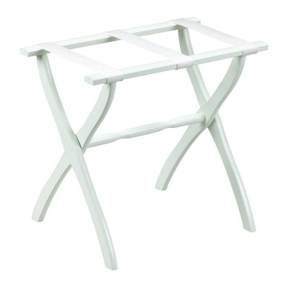 White Folding Luggage Rack With White Straps