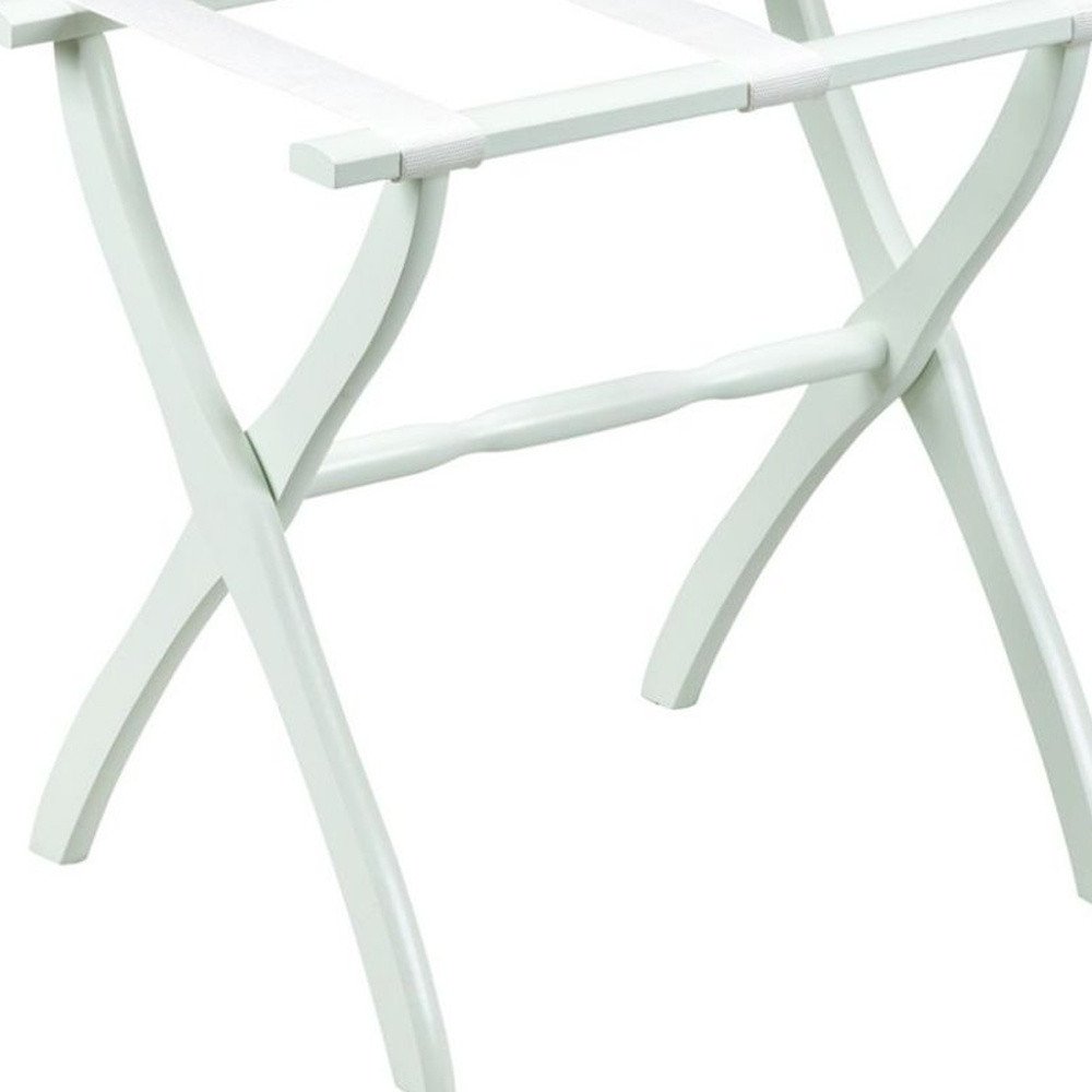 White Folding Luggage Rack With White Straps