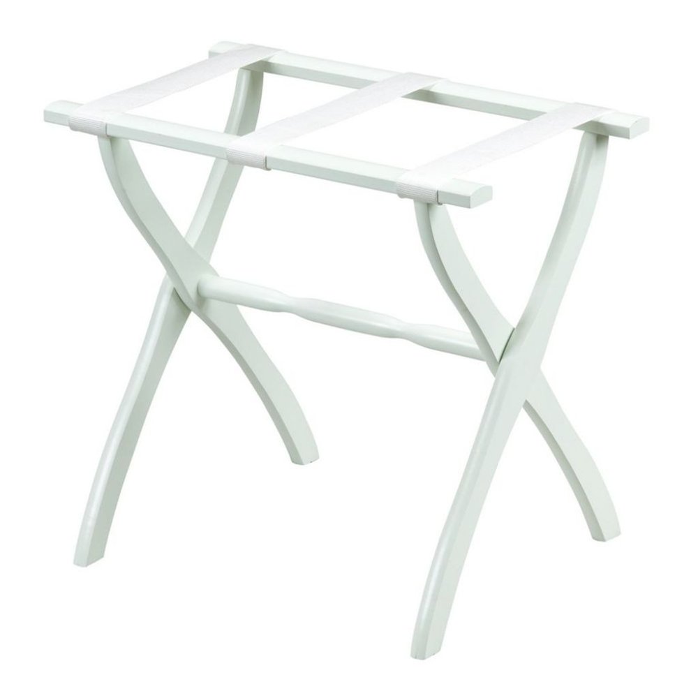 White Folding Luggage Rack With White Straps