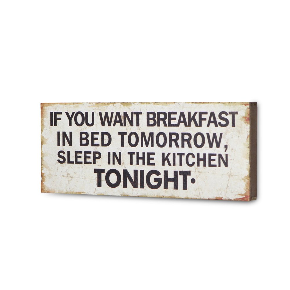 9" X 24" White and Black If You Want Breakfast Wood Wall Decor