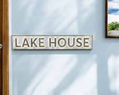 5" X 24" Gray and Brown Lake House Metal Wall Decor