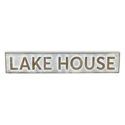 5" X 24" Gray and Brown Lake House Metal Wall Decor