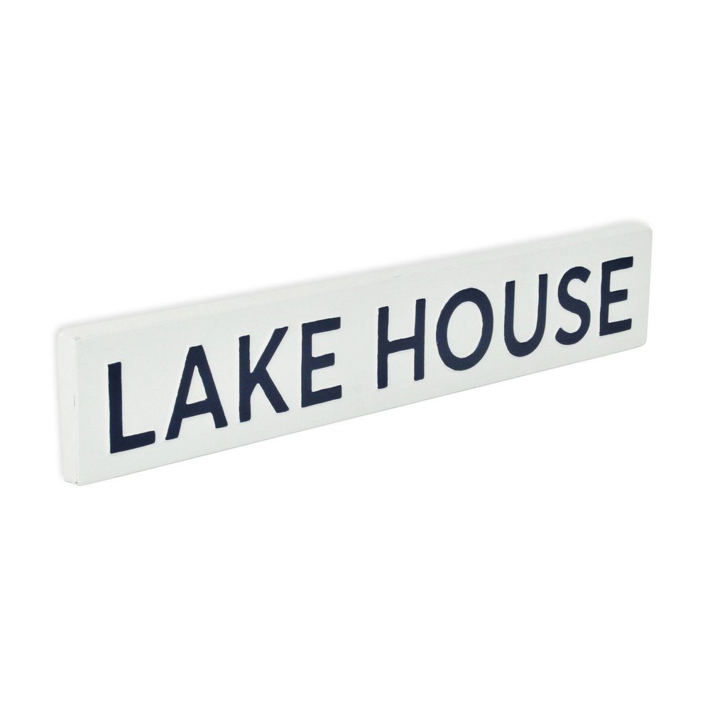 5" X 24" White Lake House Metal Wall Decor