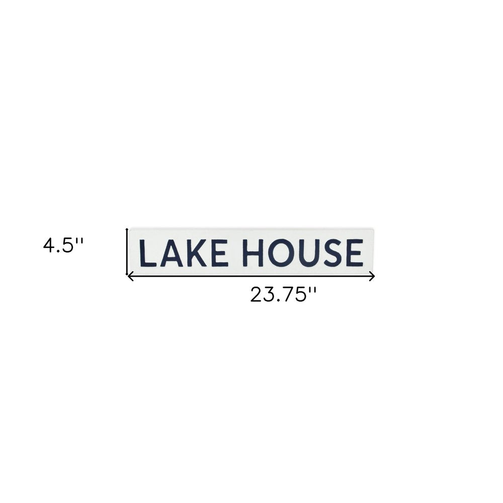 5" X 24" White Lake House Metal Wall Decor