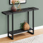 47" Black Wood and Metal Distressed Sled Console Table With Shelf