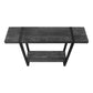 47" Black Wood and Metal Distressed Sled Console Table With Shelf