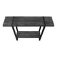 47" Black Wood and Metal Distressed Sled Console Table With Shelf