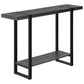 47" Black Wood and Metal Distressed Sled Console Table With Shelf