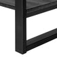 47" Black Wood and Metal Distressed Sled Console Table With Shelf