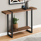 47" Brown and Black Wood and Metal Distressed Sled Console Table With Shelf