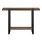 47" Brown and Black Wood and Metal Distressed Sled Console Table With Shelf